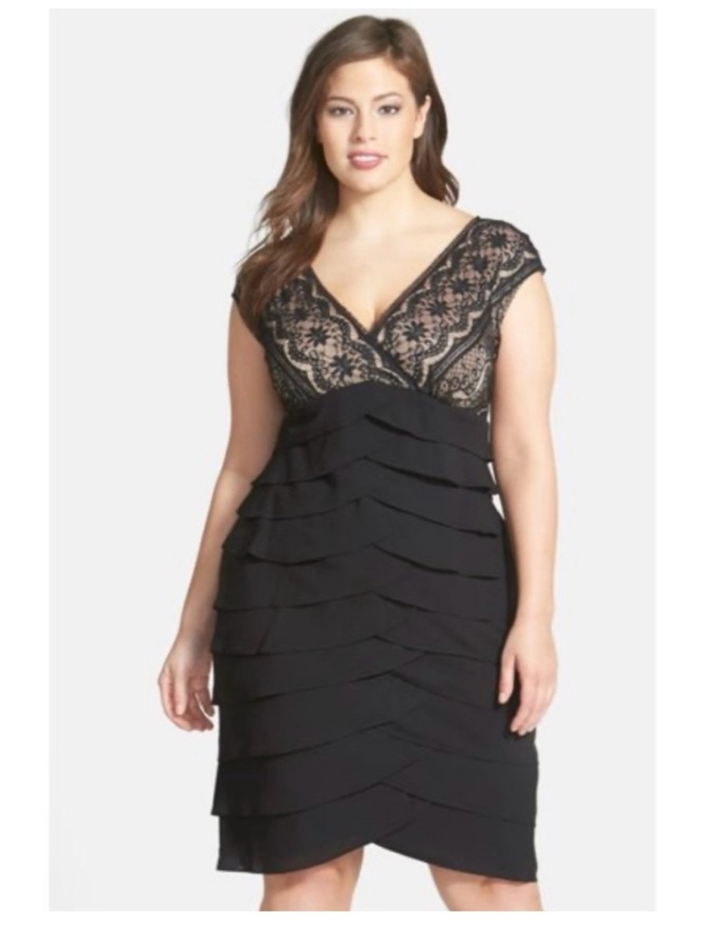 Jessica Howard Lace and Ruffle Detail Dressed Size 24W